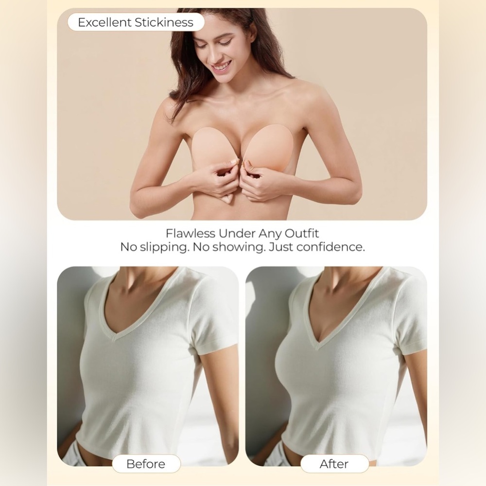 Sticky Push Up Bra Strapless Adhesive Invisible Bra for Women, Stick-On Support - Picture 4 of 8